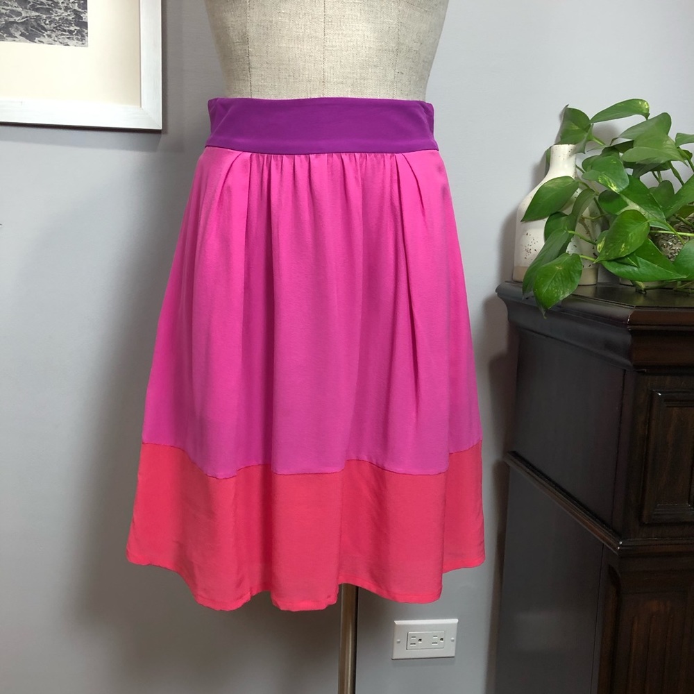 Tegan silk pink & purple silk skirt Sz 10
